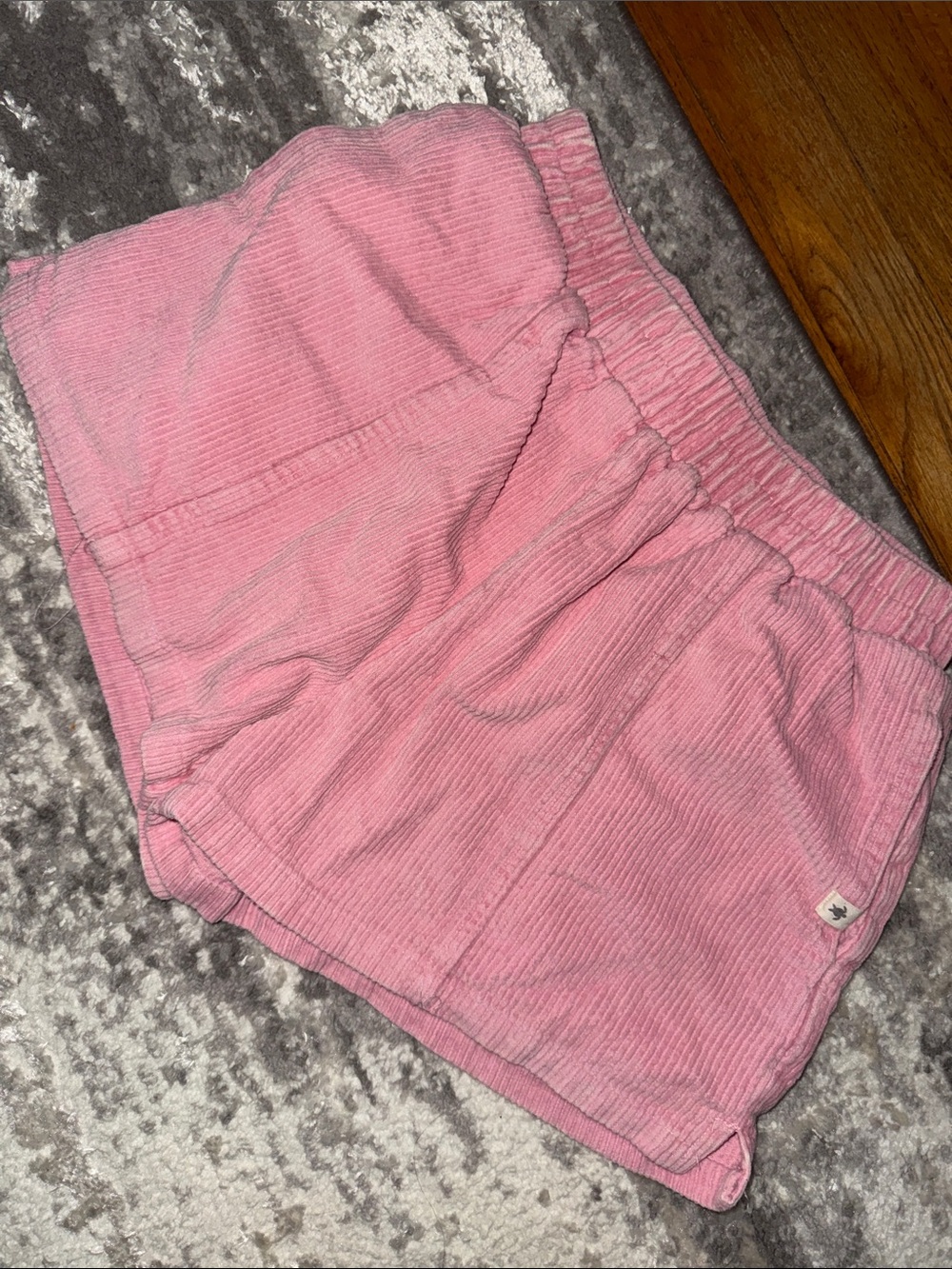 Simply Southern Pink Corduroy High-Waist Elastic Shorts